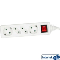 Bloc d'alimentation InLine® 4 ports 2x Type F allemand + 2x Euro avec interrupteur et sécurité enfant blanc 1,5 m