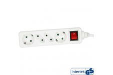 Bloc d'alimentation InLine® 4 ports 2x Type F allemand + 2x Euro avec interrupteur et sécurité enfant blanc 1,5 m