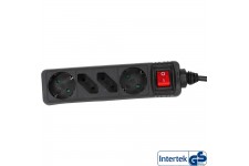 Barrette d'alimentation InLine® 4 ports 2x Type F allemand + 2x Euro avec interrupteur noir 3m