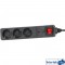 Barrette d'alimentation InLine® 3 ports avec protection 3x Type F allemand avec interrupteur noir 1,5 m