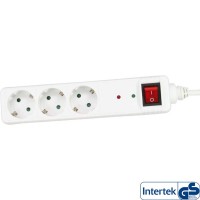 InLine® Power Strip 3 ports 3x Type F allemand avec protection OC et commutateur blanc 1,5 m