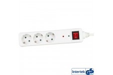 InLine® Power Strip 3 ports 3x Type F allemand avec protection OC et commutateur blanc 1,5 m