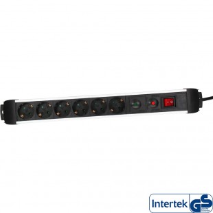 Power Strip InLine® 6 ports avec protection 6x Type F allemand avec interrupteur argent 1.5m