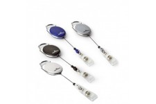 DURABLE 10X Porte-carte avec enrouleur, oval, gris