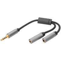 DIGITUS Adaptateur casque audio, jack mâle 3,5 mm, noir/gris