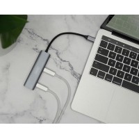 DIGITUS Hub USB-C, 4 ports, 4x USB C 3.1 Gen 1, gris foncé