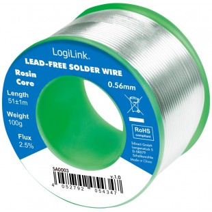 LogiLink Fil à souder, diamètre: 0,56 mm, cuivre 0,7%, 100 g