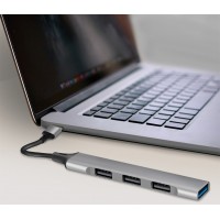 LogiLink Slim Hub USB 3.0, 4 ports, boîtier aluminium, gris