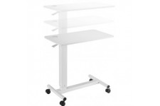 LogiLink Table de lit à roulettes à vérin à gaz, blanc