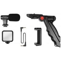 LogiLink Kit de vlogging avec lumière LED, avec microphone