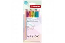 Etui carton x 12 crayons de couleur aquarellables STABILOaquacolor Pastellove - coloris pastel