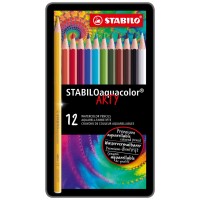Boîte métal x 12 crayons de couleur aquarellables STABILOaquacolor ARTY