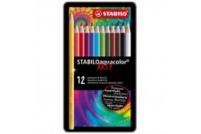 Boîte métal x 12 crayons de couleur aquarellables STABILOaquacolor ARTY