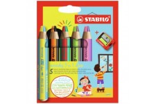 Etui carton x 5 crayons multi-talents STABILO woody 3 in 1 duo + 1 taille-crayon