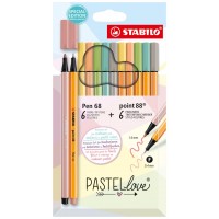 STABILO Set de feutres Pen 68 & point 88 Pastellove, étui