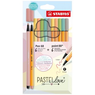 STABILO Set de feutres Pen 68 & point 88 Pastellove, étui