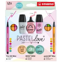 STABILO Kit écriture Mini World Pastellove, étui de 18