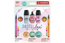 STABILO Kit écriture Mini World Pastellove, étui de 18