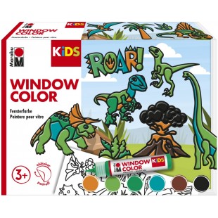 Marabu KiDS Kit Window Color 'Dinosaures', 6 x 25 ml