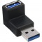 Adaptateur InLine® USB 3.0 Type A mâle à A femelle coudé à 90 °