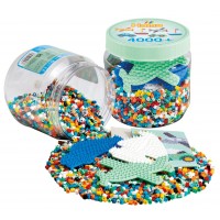 Hama Perles à repasser midi + plaque à picots, pot plastique