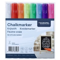 EUROPEL Marqueur craie 6 mm, étui de 8, blanc