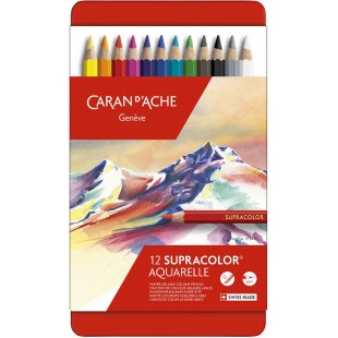 CARAN D'ACHE Crayons de couleur SUPRACOLOR, étui métal de 12