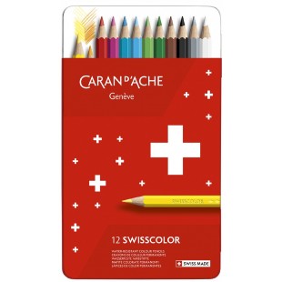 CARAN D'ACHE Crayons de couleur Swisscolor, étui métal de 18