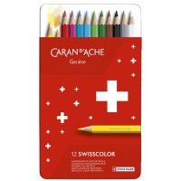 CARAN D'ACHE Crayons de couleur Swisscolor, étui métal de 30