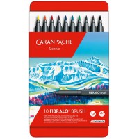 CARAN D'ACHE Feutre FIBRALO Brush, étui métal de 10