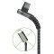 Câble Textile USB-C™ vers USB-A avec Fiches Métalliques (Gris Sidéral/Argent), 90°, 0,5 m