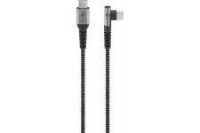 Câble Textile USB-C™ vers USB-C™ avec Fiches Métalliques (Gris Sidéral/Argent), 90°, 1 m