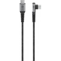 Câble Textile USB-C™ vers USB-C™ avec Fiches Métalliques (Gris Sidéral/Argent), 90°, 0,5 m