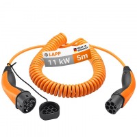 Type 2 Câble de Recharge Spiralé, jusqu'à 11 kW, 5 m, orange