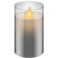Bougie LED en cire véritable dans un verre, 7,5 x 12,5 cm