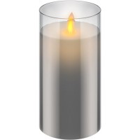 Bougie LED en cire véritable dans un verre, 7,5 x 15 cm