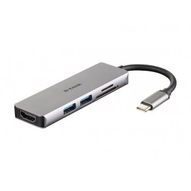 D-LINK Station d\'accueil Hub USB-C 5-en-1 vers HDMI/USB/microSD - DUB-M530