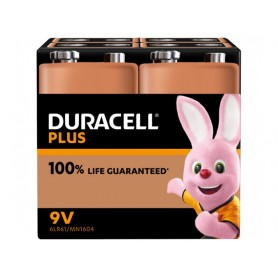 Duracell Battery Alkaline, E-Block, 6LR61, 9V - Plus, Blister (4-Pack)