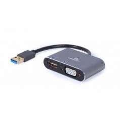 CableXpert USB-auf-HDMI+VGA-Display-Adapter, Spacegrau - A-USB3-HDMIVGA-01