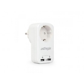 EnerGenie Connecteur intermédiaire avec chargeur USB intégré blanc EG-ACU2-01-W