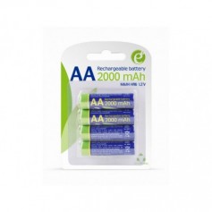 EnerGenie Piles instantanées AA rechargeables (prêtes à l\'emploi), 2000mAh, 4 pièces sous blister EG