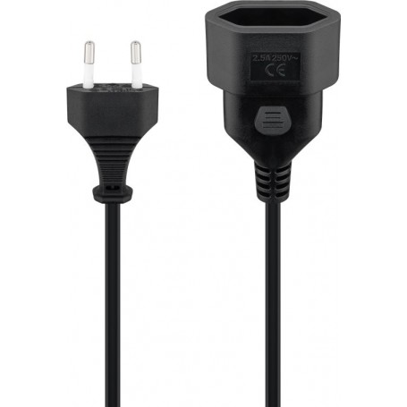 Rallonge Europlug, 2 m, noir 2 m