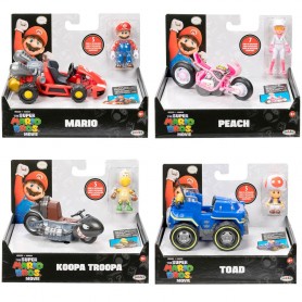 Lot de 6 : Mario Kart The Movie Super Mario Bros Vehicle + figure assorted 6cm