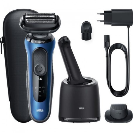 Rasoir Électrique Avec Tondeuse De Précision Braun Series 6 61-B7200cc - Centre SmartCare, Bleu