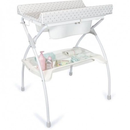 Table a langer pliante NEW RODI avec baignoire anatomique 2 positions - Matiere PVC - - Etoile grise - BABYLAND - Made in Itali