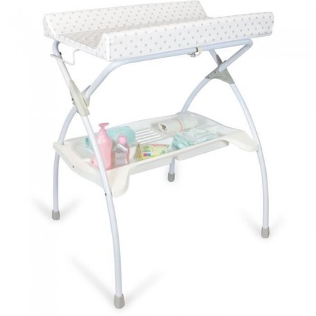 Table a langer pliante MOON avec plan a langer - Matiere PVC - Etoile grise - BABYLAND / made in Italia