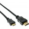 InLine® HDMI Mini Câble, HDMI mâle sur Mini mâle, contacts dorés, noir, 0,5m
