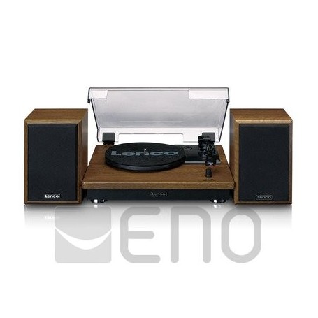Lenco LS-100 Platine Hi-FI avec Bluetooth 5.0 - Haut-Parleur Externe - 2 x 10 W RMS - Entraînement par Courroie - Arrêt Automatique - Bois