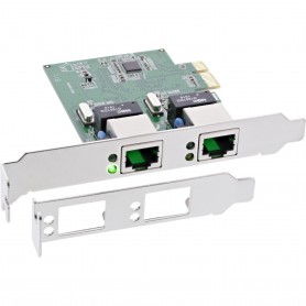 InLine® Dual Gigabit Network Interface Card, PCI Express, 2x 1GBit/s, PCIe x1, incl. low-profile slot bracket