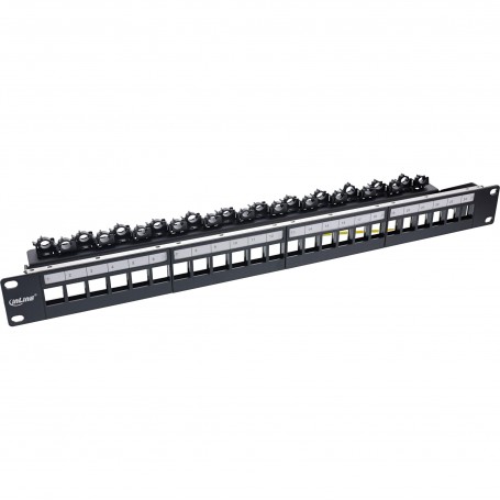 InLine® Patch panel 24-way, Keystone empty panel Patch panel, 19", 1U, black RAL9005